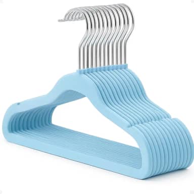 Cabide de Veludo Infantil Antideslizante Azul, Bege, Preto e Rosa (50, Azul)