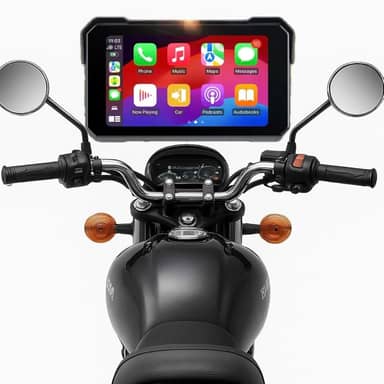 Multimídia Para Moto com CarPlay e Android Auto, Sistema de Navegação Bluetooth, Tela Digital, Suporte para Guidão de Motocicleta