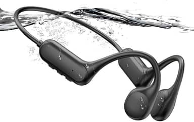 Fone de Condução Óssea Bluetooth 5.3, IPX8 À Prova D'água, 32GB Memória Interna, 8-10 Horas Bateria, para Natação e Esportes Aquáticos