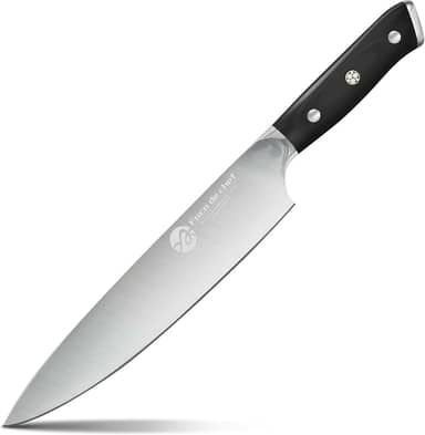 Faca Do Chef De 8'' Polegadas Com Cabo Ergonômico, Faca De Cozinha Forjada Em Aço Com Alto Teor De Carbono, Preta