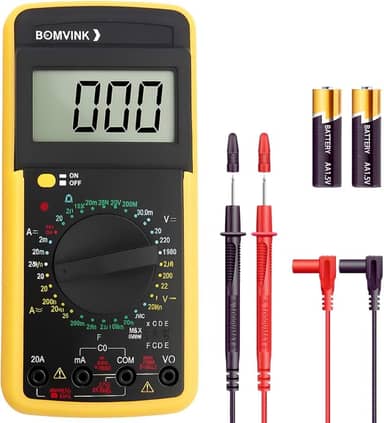 Multímetro Digital Profissional com Capacímetro, Bip Sonoro, Teste de Transistor, LCD 3½ Dígitos, Corrente e Tensão AC/DC + Pilhas Inclusas