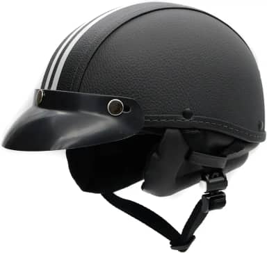 Capacete Coquinho Retrô BR101 Couro Sintético Com Pala - Meio Capacete Vintage Premium para Bike Elétrica, Scooter, Patinete e Skate