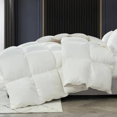 KUSNUG Luxuoso edredom de plumas de ganso, capa de algodão egípcio ultramacio, peso de enchimento de 1,6 kg de calor médio, enchimento de edredom fofo para todas as estações com torneiras de canto