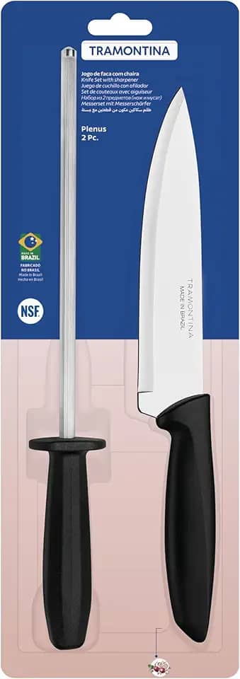 Jogo Faca e Chaira, Pré Sortidos, Plenus Preto, Tramontina