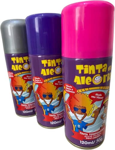 Tinta Spray Para Cabelos Temporária Infantil 120ML Válvula Macia e Anatômica (Rosa, 120ML)