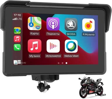 Multimídia para Motocicletas, Tela Sensível Ao Toque De 7'' IPS 1024×600, Tela Multimídia Para Motocicleta, Multimídia Para Moto, Suporte para Apple Carplay e Android Auto, IP67