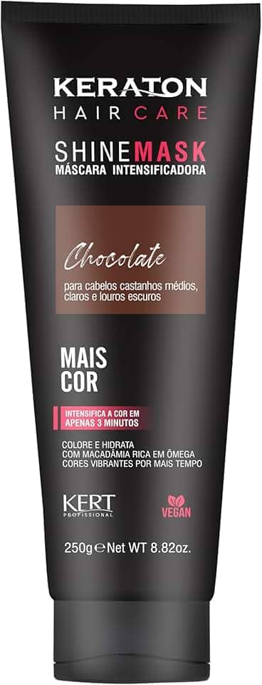 Keraton, Máscara matizadora hidratante, Trata e colore, Para cabelo castanho médio, claro e Louro escuro, Shine Mask, 250g, Chocolate