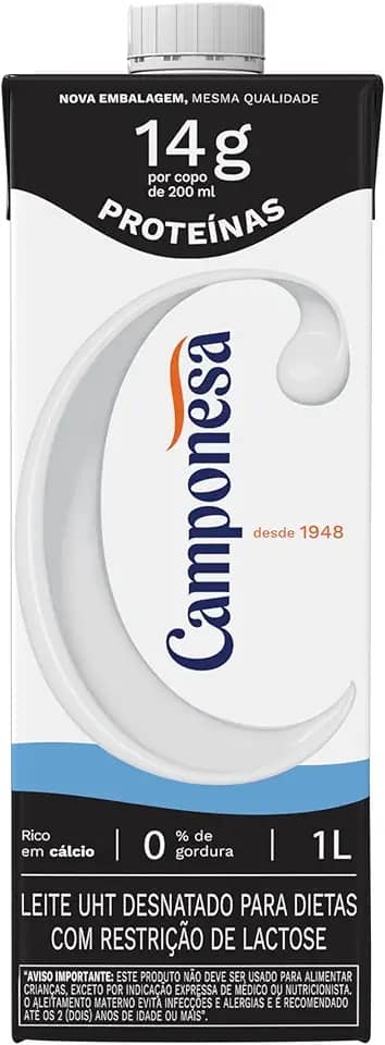 Camponesa Leite Zero Lactose Com 14g de Proteína Desnatado 1L