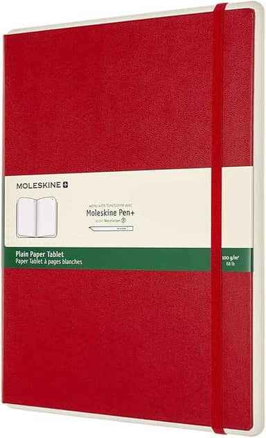 Moleskine Caderno inteligente de capa dura para tablet de papel, plano/branco, GG (19 cm x 24,8 cm), vermelho escarlate, compatível com caneta Moleskine + elipse (vendido separadamente) e aplicativo e
