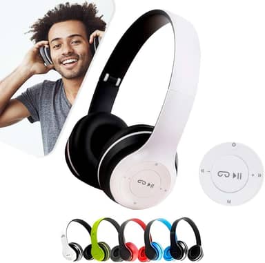 Fone de Ouvido Bluetooth Headphone P47 Sem Fio Wireless Micro Sd 5.0 Dobrável Com Microfone Regulável Para Corrida Academia Escritório Caminhada Reunião Linha Premium (Branco)