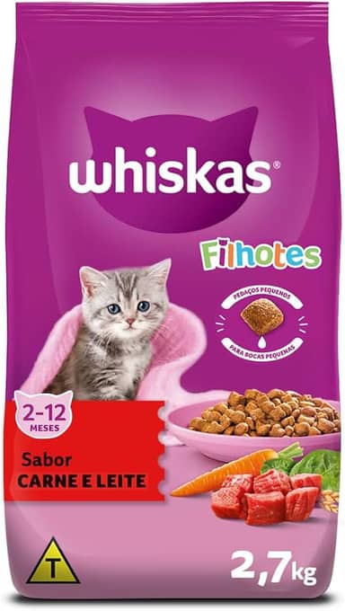 Whiskas, Ração Whiskas Carne E Leite Gatos Filhotes, 2.7 Kg
