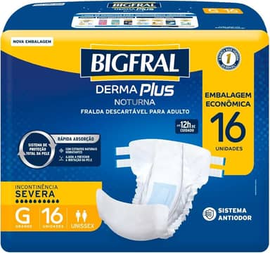 Fralda Bigfral Derma Plus Noturna Economica G 16 Unidades