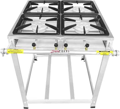 Fogão Industrial 4 Bocas, Alta Pressão, Inox, Queimadores Caulim 125mm