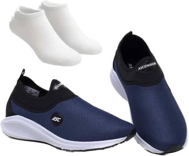 Tênis Ortopédico Unissex Ascension + Meia Branca | Estilo Tipo Meia – Leve, Confortável, Calce Fácil | Ideal para Caminhada, Academia e Uso Diário