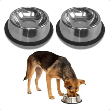 KIT 2 Comedouro de Inox 900ml para Cães e Gatos Raças Médias Pote Ração Água Bebedouro Antiderrapante