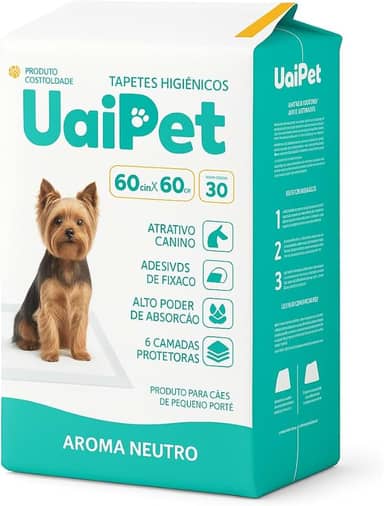 TAPETE HIGIÊNICO UAIPET PREMIUM 60cmx60cm C/30 - AROMA NEUTRO