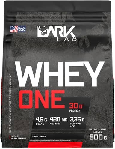 Whey One Concentrado Dark Lab Refil 900g, Morango, Ganho de Massa Muscular