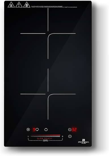 Cooktop Indução 2 Bocas PandaPlus 3500W Preto Turbo 220V Embutir Bancada Vitrocerâmico Touch Trava Segurança