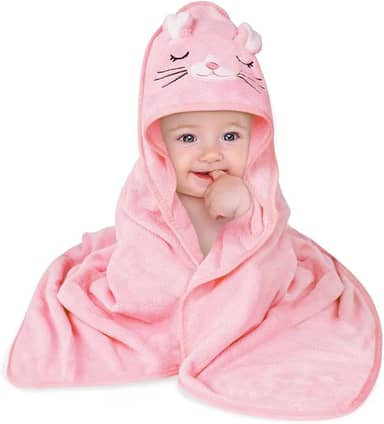 Toalha Banho Capuz Bichinho Bordado Roupão Bebê Recém Nascido Infantil Criança Bordado (Rosa)