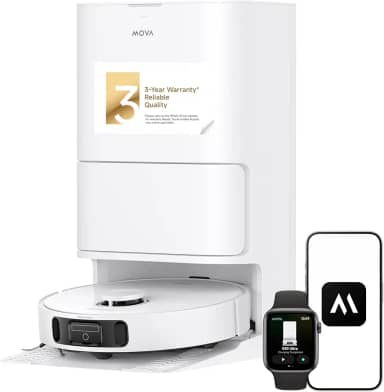 Mova Aspirador e esfregão ultra robô E40, sucção de 19.000Pa, esfregão extensível e levantável, estação multifuncional, autovazio, lavagem automática e secagem a ar quente, evitar obstáculos em 360°