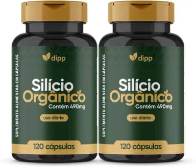 Silício Orgânico Dipp 490mg 120 Cápsulas 2 Frascos - Suplemento Mineral para Beleza da Pele, Unhas e Cabelos