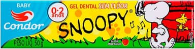 Condor Gel Dental Infantil Sem Flúor Snoopy Sabor Morango 50G