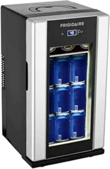 Frigidaire EFMIS567_AMZ 18 latas OU 4 garrafas de vinho geladeira retrô para bebidas, controle de temperatura, termoelétrico, freonFree, inoxidável