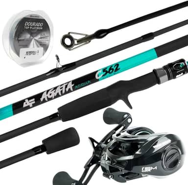 Albatroz Fishing Kit Vara Agata Acqua 1,50m com Carretilha M21 Pro, 6-12lb, 5+1 Rolamentos, Grafite
