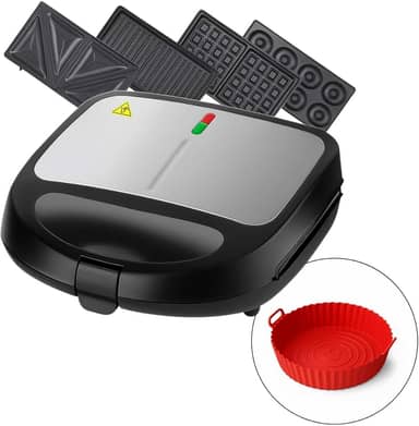 Sanduicheira Elétrica 4 em 1 Grill Misteira Waffle Donuts Antiaderente 220v