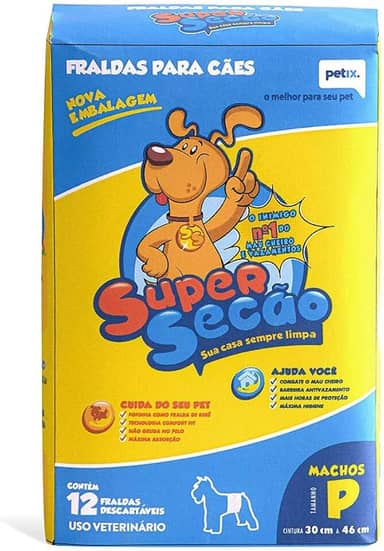 Fralda Descartável Super Secão para Cães Machos - Tamanho P