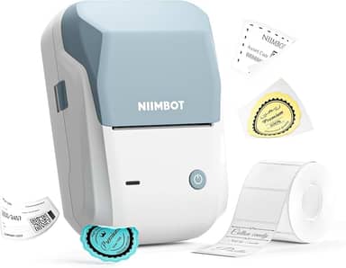 B1 Etiquetadora, Impressora Térmica Bluetooth Portátil, Rotuladora de Etiquetas Adesivas para Casa, Escritório, Cozinha e Escola, 2 Polegadas com Etiquetas de 50 * 30mm, Azul Celeste