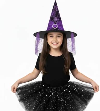 Fantasia Infantil Halloween Saia com led + Chapeu de bruxa