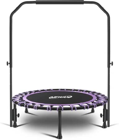 NEWAN newan Mini trampolim silencioso de 40 "com barra de alça ajustável trampolim de fitness bungee rebounder jumping cardio trainer treino para adultos - limite máximo de 330 libras