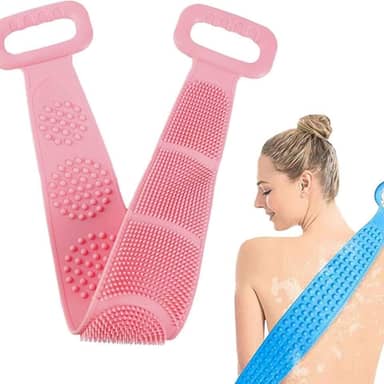 Esfregão Esponja de Banho Esticável de Silicone Massageador Esfoliante para Costas - Limpeza Profunda e Relaxante (Rosa)