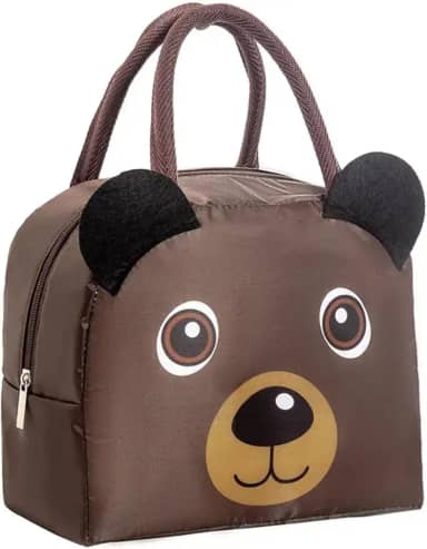 Bolsa Térmica Infantil Fitness Viagem Animais 3D Menina Menino Impermeável Escolar Marmita Com Alça (Urso Fofo Marrom)