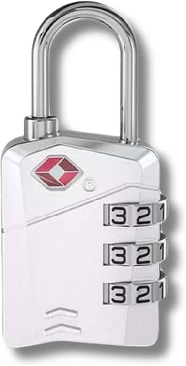 Cadeado de Combinação TSA, 3 Dígitos, Trava de Segurança para Mala Bagagem lock004 (Prata)
