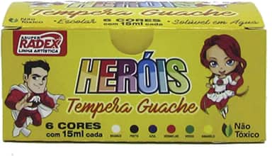 Radex TGG-15-06, Tinta Guache, 015 ml, 06 Cores Estojo, Multicor
