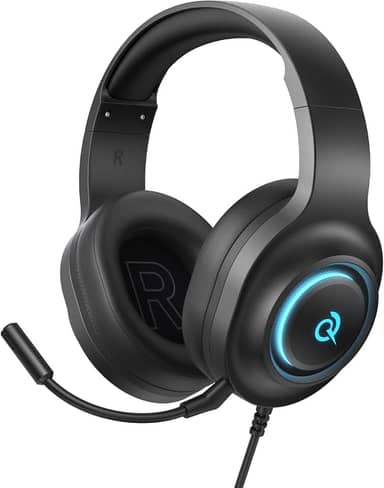Fone de ouvido gamer QCY para PC/PS5/PS4/Switch, modelo supra-auricular, bateria com duração de 240 horas, som surround 7.1, conexão sem fio de 2,4 GHz para múltiplas plataformas, Bluetooth 6.0, preto