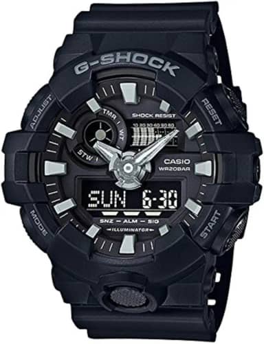 Relógio masculino G-shock Ana Digi All Black, resistente à água de 200 metros com dia e data GA-700-1B, Preto, esportivo