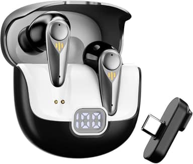 Basike Fone de Ouvido Gamer Sem Fio Bluetooth 5.4, Headset 2.4GHz com Baixa Latência 30ms, Mic ENC, Display LED, Receptor Type-C – PS5/4, Switch, PC, Steam Deck e VR – Preto