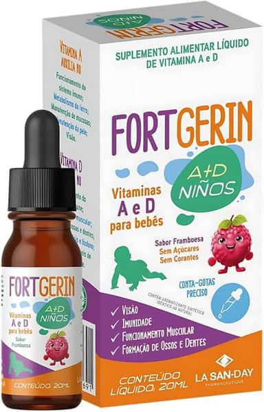 Fortgerin Niños Vitamina A+D Gotas (20ml) - Auxilia na visão, imunidade, funcionamento muscular e formação de ossos e dentes