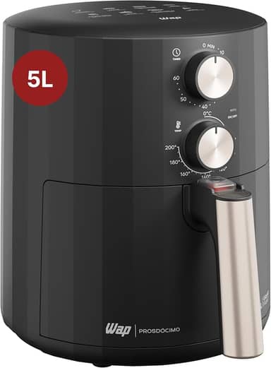 WAP Fritadeira Elétrica Air Fryer GRAND FAMILY 5 Litros, Temperatura Ajustável, Revestimento Antiaderente, 1500W 220V