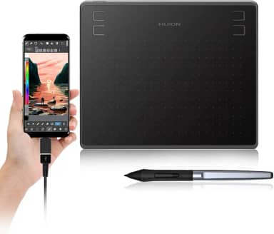 Huion Tablets gráficos digitais HS64 OSU! Tablet de desenho com caneta stylus sem bateria 8192 e 4 teclas expressas, uso ideal para educação a distância e conferência de casamento