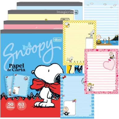 Tilibra Bloco de Papel de Carta Snoopy, 17,7 x 24 cm, 50 Folhas Decoradas, Capas Sortidas, 1 UNIDADE