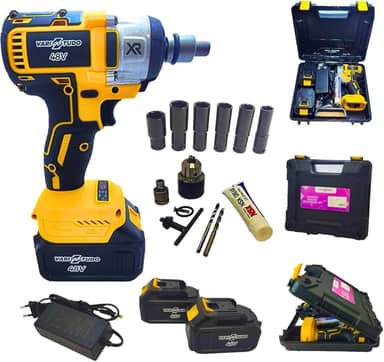 Chave de Impacto 48V Bivolt, 2300 RPM, 2 Baterias 2000mAh, Kit com Soquetes e Maleta