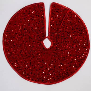 Tapete para Arvore de Natal Saia Base para áRvore de Natal Brilhante com Paetê 40cm Enfeite Decorativo Natalino(VERMELHO)