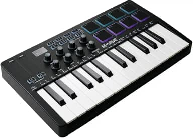 ANVAR M-VAVE Teclado MIDI SMK-25 Profissional 25 Teclas com Pads RGB, Conexão USB/BT, Compatível com Windows/Mac/iOS/Android, Ideal para Produção Musical, Home Studio e Performances Ao Vivo Controle