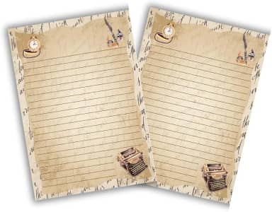 Bloco de notas A5 anotação 50 folhas vintage estilo papel carta decorado pautado (marrom escuro)