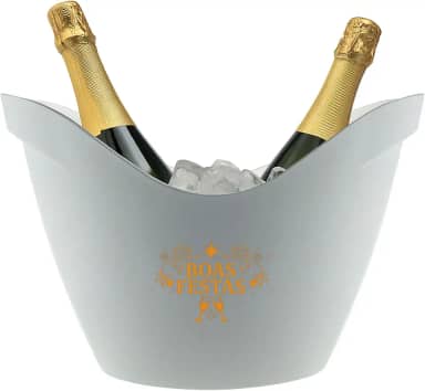 Champanheira Acrílico 8L Boas Festas Premium Elegante Final de Ano (BRANCO)