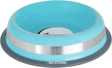 Comedouro Inox com Anel Silicone GermanHart Prestige Azul P 250ml GermanHart para Cães, P, AZUL